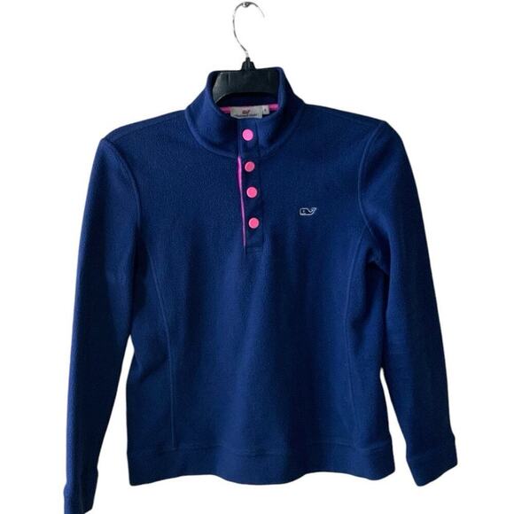 Vineyard Vines Fleece Shirt Womens S Whale Long Sleeve Mock Outdoorsy Pullover - Picture 3 of 6